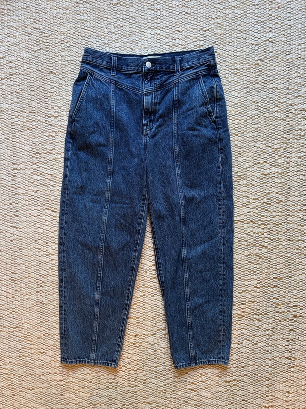 Madewell high rise seamed dark wash balloon jeans